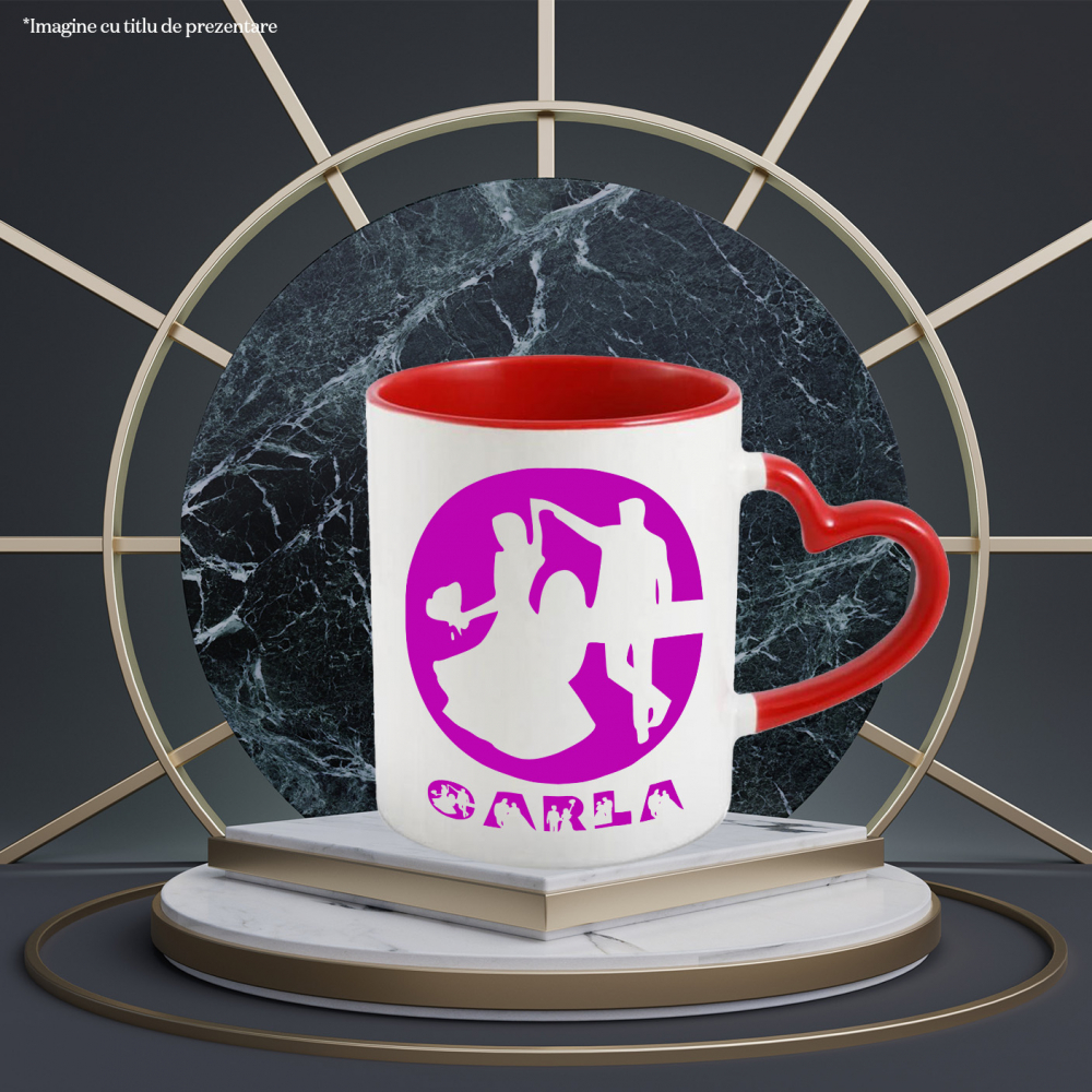 Cana Cerere casatorie, Nunta, Text Nume Personalizat, Valentine's day, Culoare Mov, Cu Litera, 330ML, Ceramica, Cu Maner Inima Rosie si Interior Rosu [2]