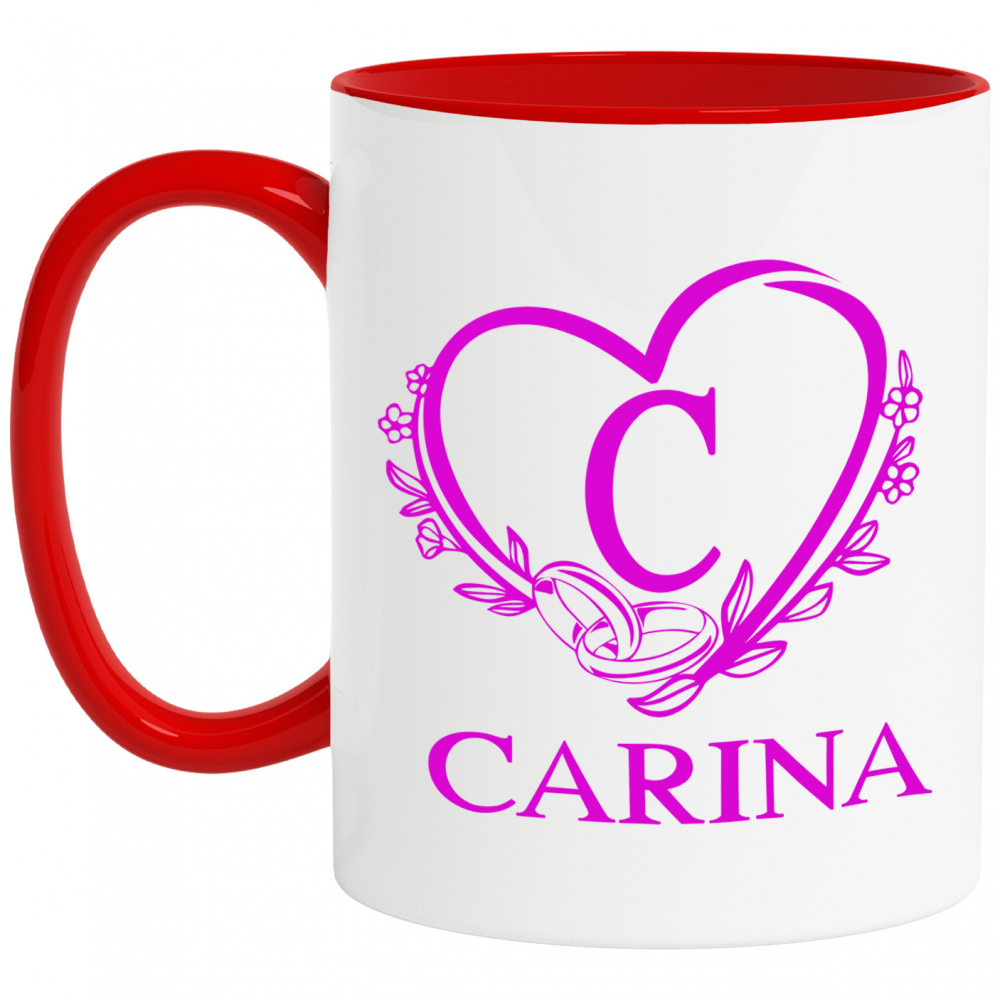 Cana Cerere casatorie, Verghete, Nunta, Text Nume Personalizat, Valentine's day, Culoare Mov, Cu Litera, 330ML, Ceramica, Cu Maner si Interior Rosu [1]