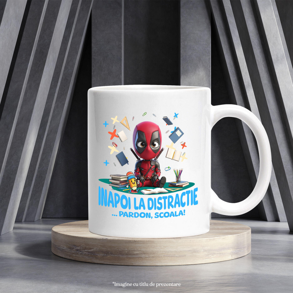 Cana Cu 1. Deadpool – Primii Pasi In Scoala Ceramica, 330ML, cu Maner Alb [3]