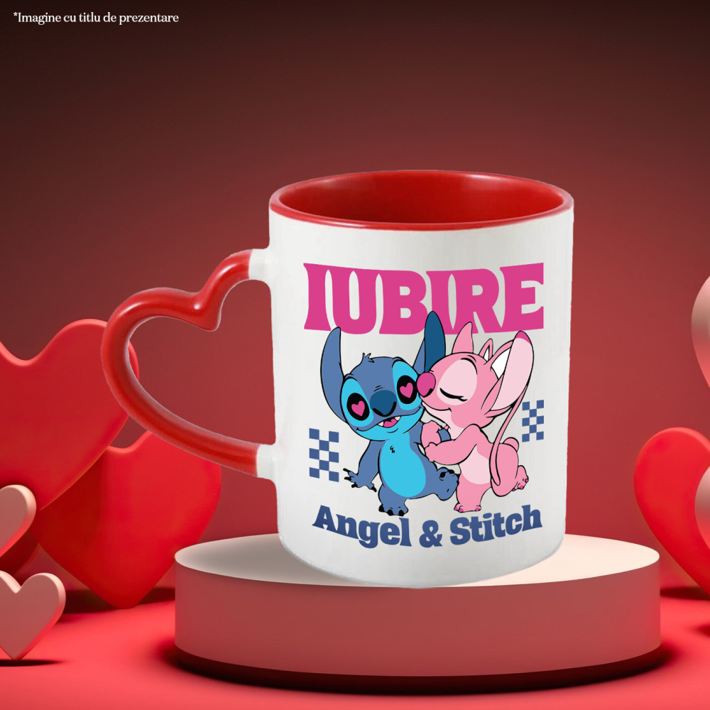 Cana Cu Angel si Stitch – Imbratisari pline de iubire, Ceramica, 330ML [4]