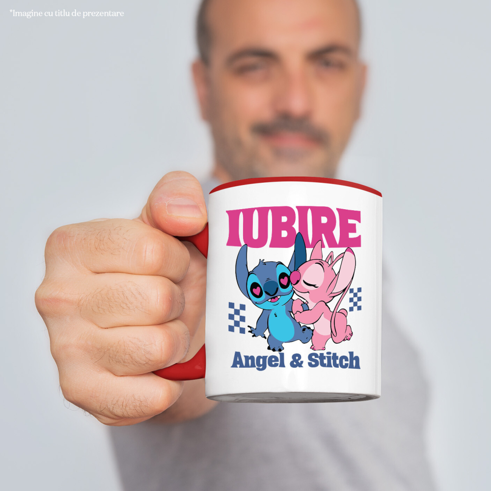 Cana Cu Angel si Stitch – Imbratisari pline de iubire, Ceramica, 330ML [2]