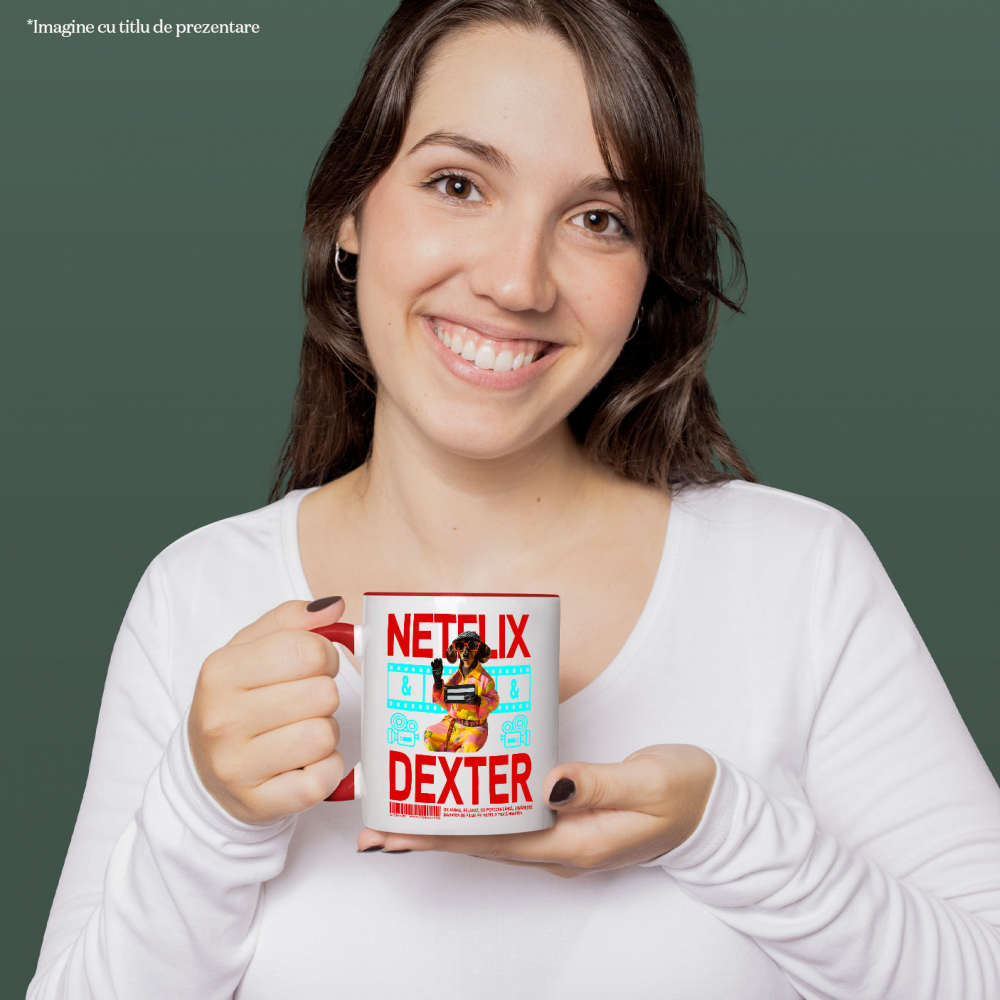 Cana cu Animal Cinefil, Peronalizata cu Numele si Poza Animalului Tau cu Maner Rosu [4]