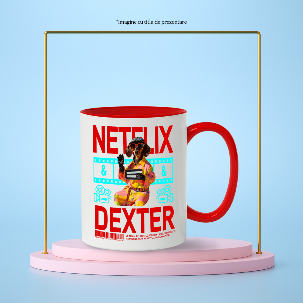 Cana cu Animal Cinefil, Peronalizata cu Numele si Poza Animalului Tau cu Maner Rosu [6]