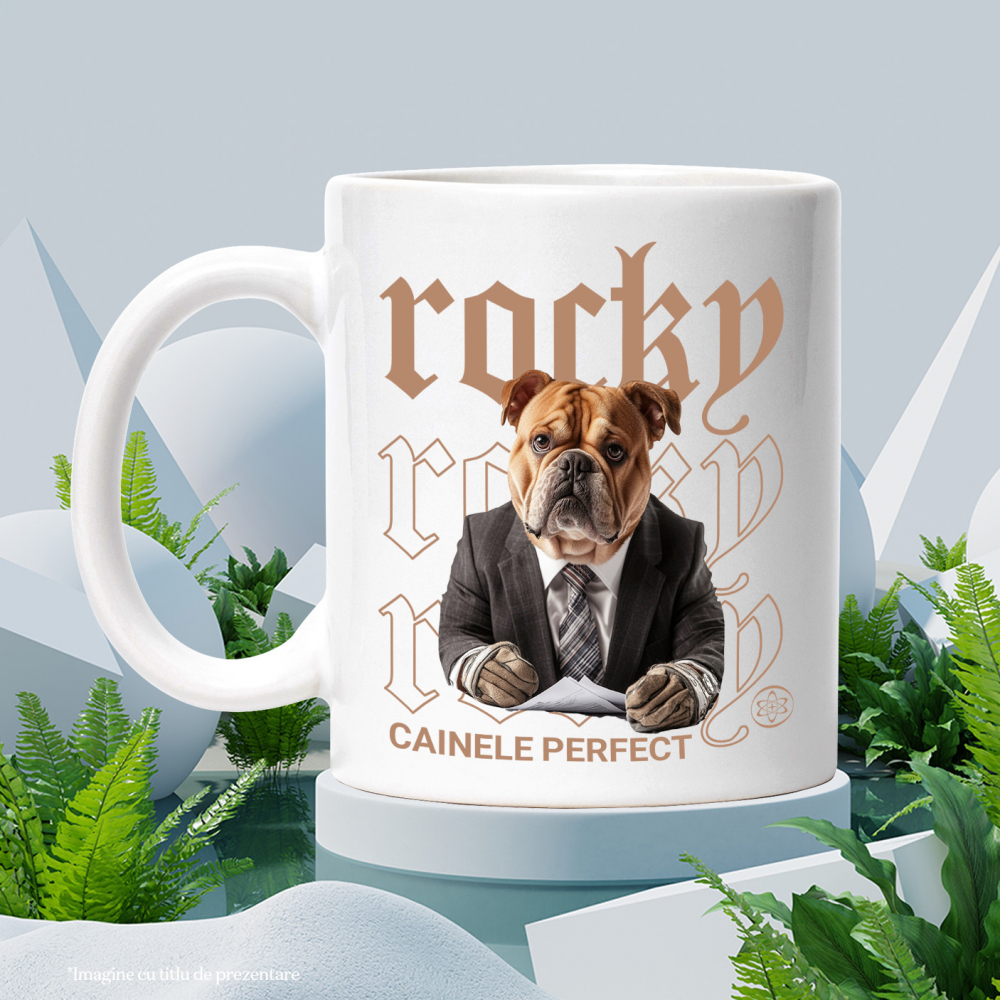 Cana cu Animal Contabil in Costum, Peronalizata cu Numele si Poza Animalului Tau cu Maner Alb [6]