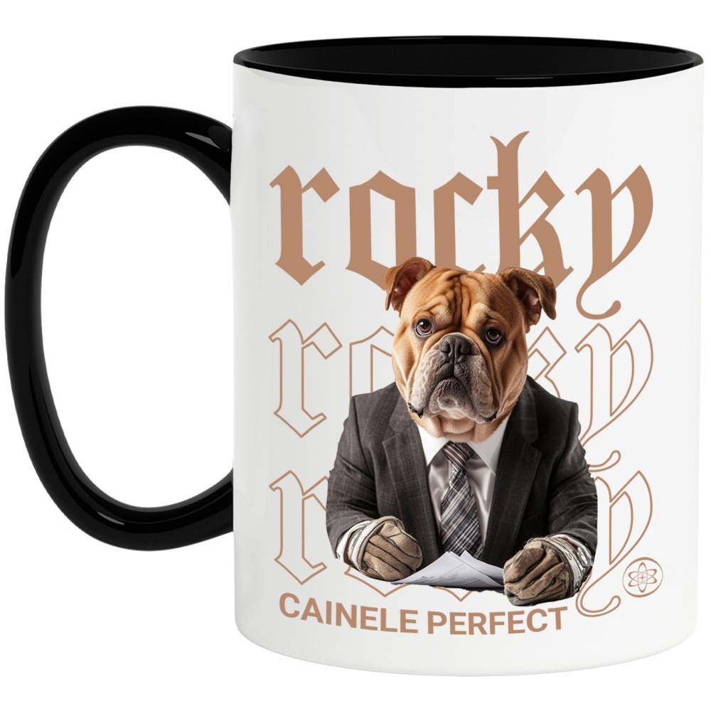 Cana cu Animal Contabil in Costum, Peronalizata cu Numele si Poza Animalului Tau cu Maner Negru [1]