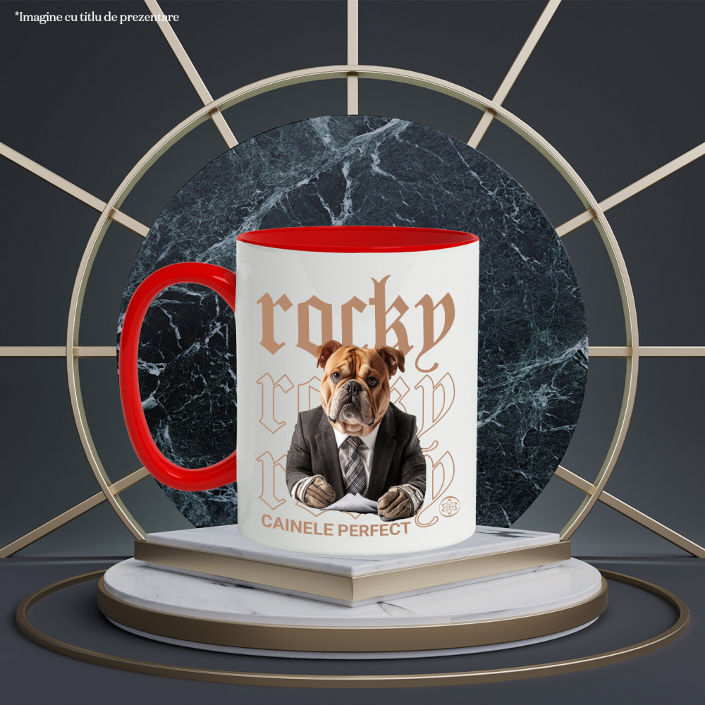 Cana cu Animal Contabil in Costum, Peronalizata cu Numele si Poza Animalului Tau cu Maner Rosu [6]