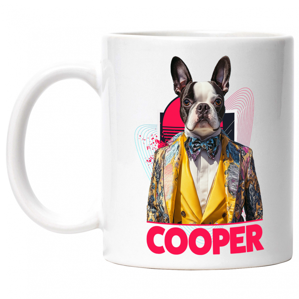 Cana cu Animal Designer de Moda, Costum Colorat, Peronalizata cu Numele si Poza Animalului Tau cu Maner Alb [1]