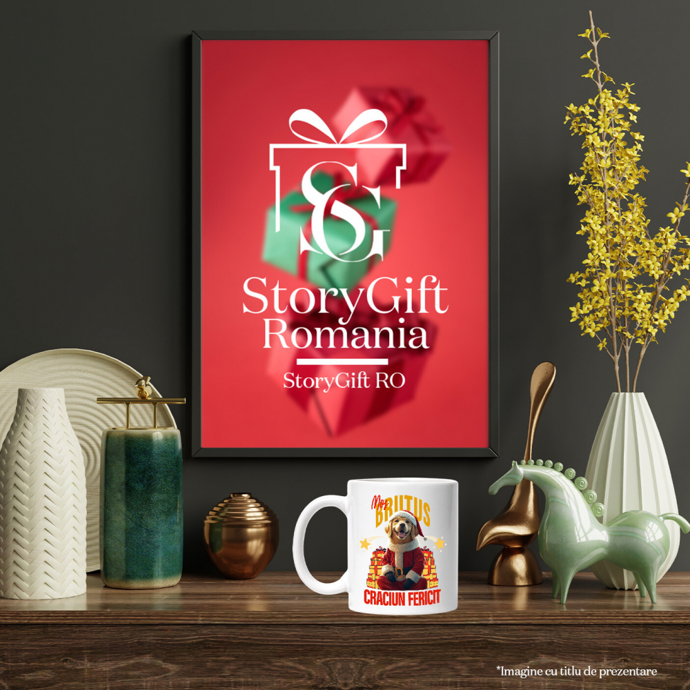 Cana cu Animal Imbracat in Haine de Craciun, Cadouri, Peronalizata cu Numele si Poza Animalului Tau cu Maner Alb [8]