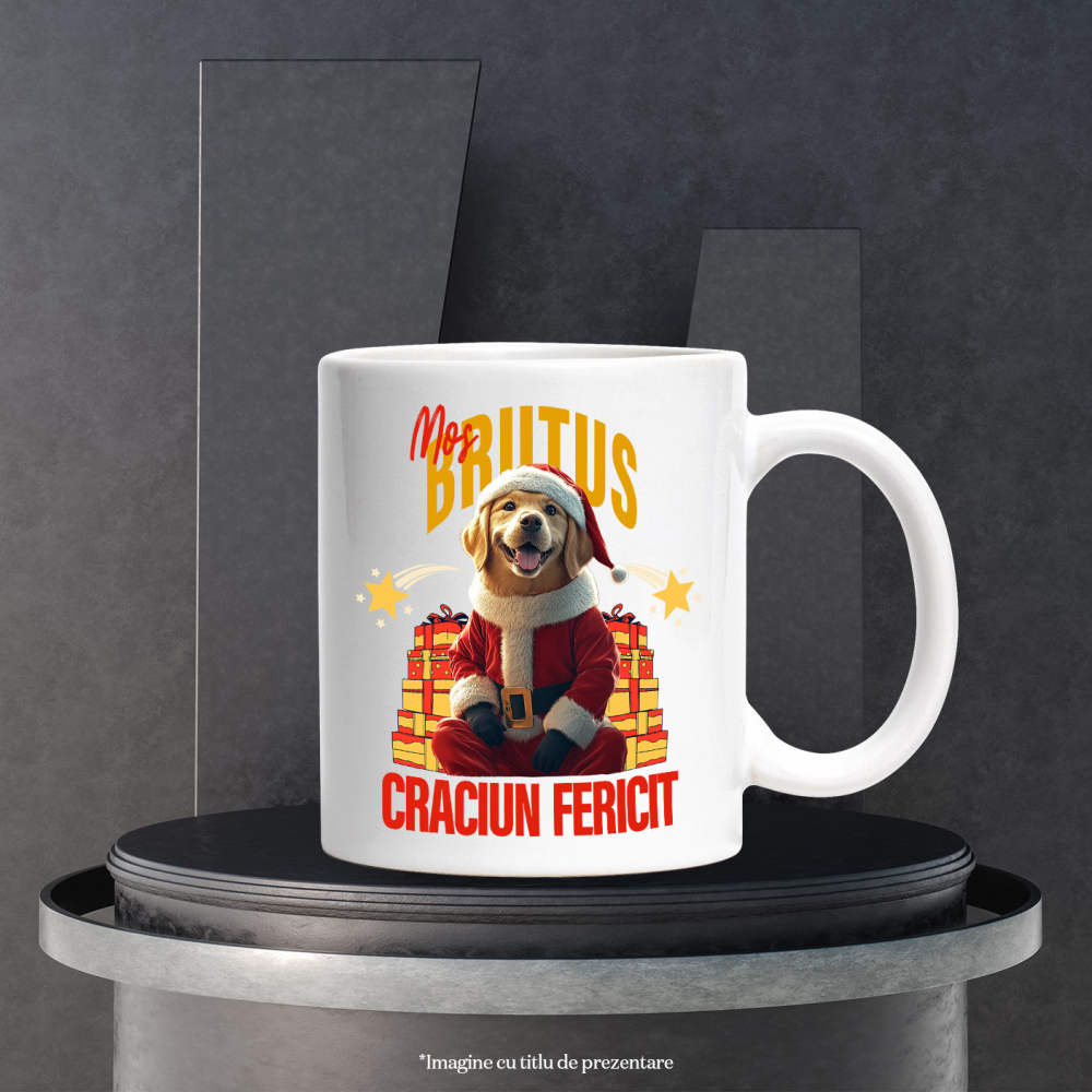 Cana cu Animal Imbracat in Haine de Craciun, Cadouri, Peronalizata cu Numele si Poza Animalului Tau cu Maner Alb [6]