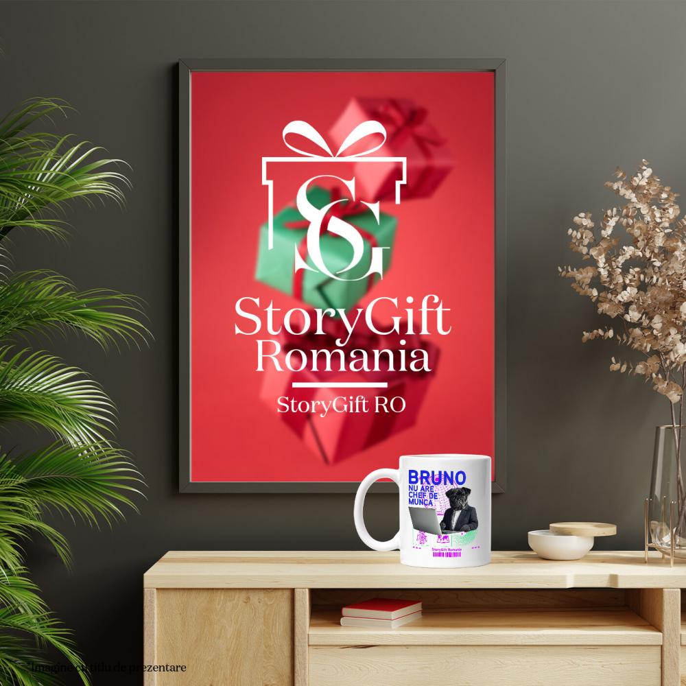 Cana cu Animal In Costum Lucrand pe Laptop, Peronalizata cu Numele si Poza Animalului Tau cu Maner Alb [8]