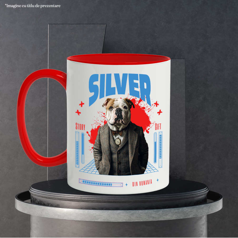 Cana cu Animal in Costum si papion, Peronalizata cu Numele si Poza Animalului Tau cu Maner Rosu [6]