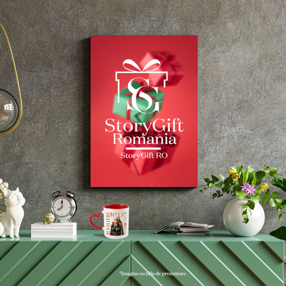 Cana cu Animal in Vesmant Regal Renascentist, Peronalizata cu Numele si Poza Animalului Tau cu Maner Inima Rosie [8]