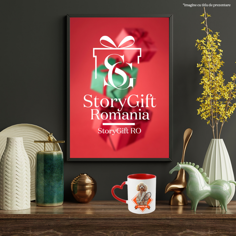 Cana cu Animal Jucator de Tenis, Peronalizata cu Numele si Poza Animalului Tau cu Maner Inima Rosie [8]