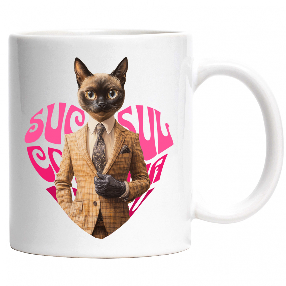 Cana cu Animal La Costum, Text in Forma de Inima , Peronalizata cu Numele si Poza Animalului Tau cu Maner Alb [1]