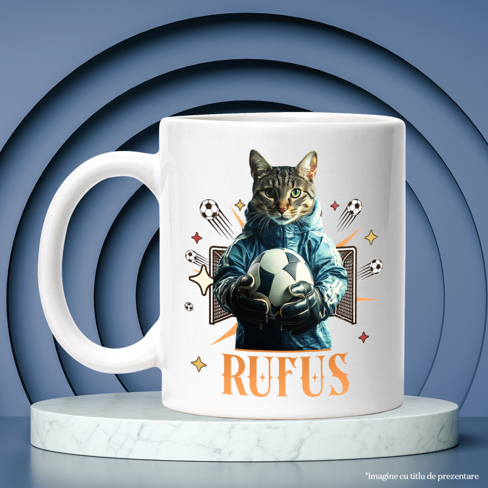 Cana cu Animal Portar, Fotbal, Joc de Echipa, Peronalizata cu Numele si Poza Animalului Tau cu Maner Alb [6]