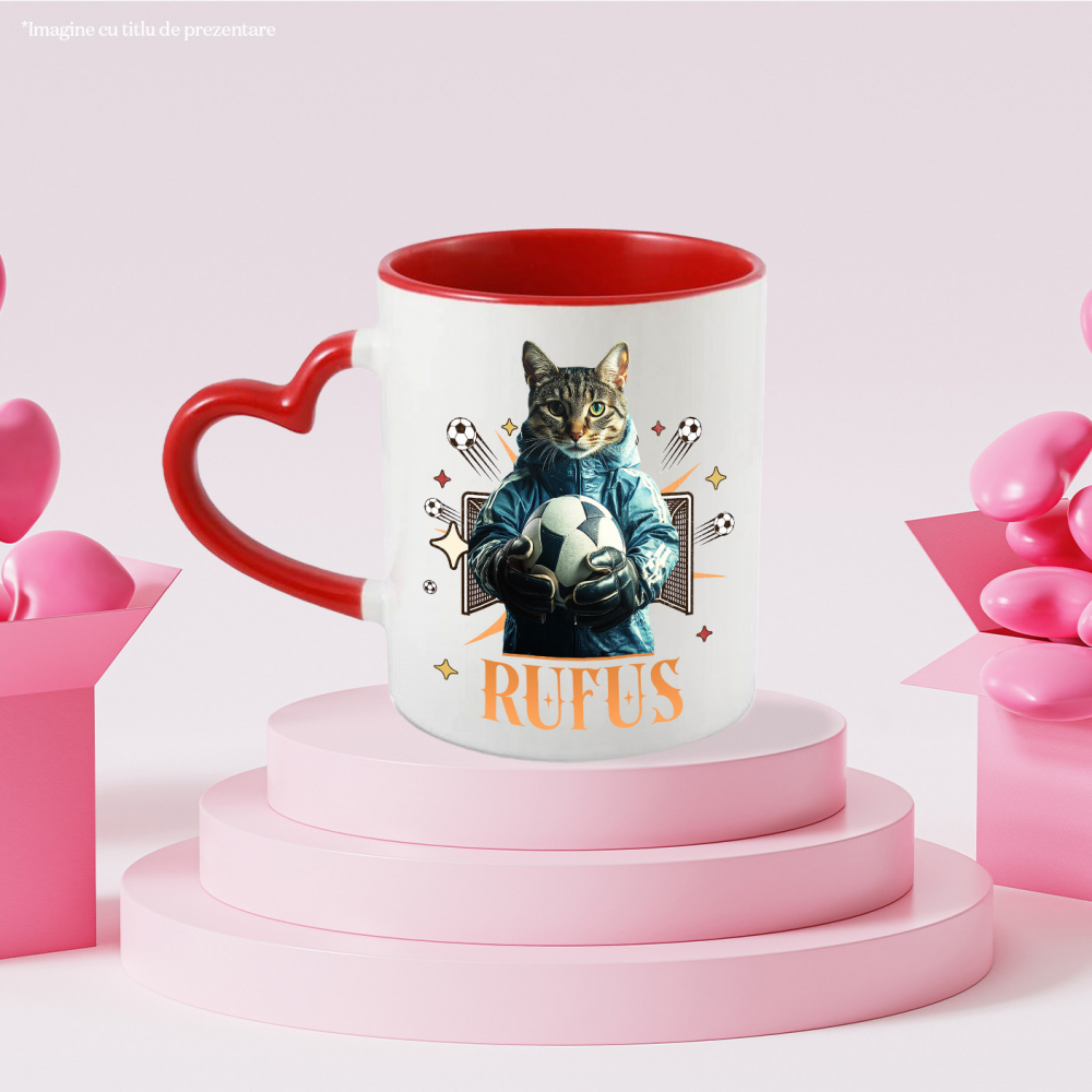 Cana cu Animal Portar, Fotbal, Joc de Echipa, Peronalizata cu Numele si Poza Animalului Tau cu Maner Inima Rosie [6]