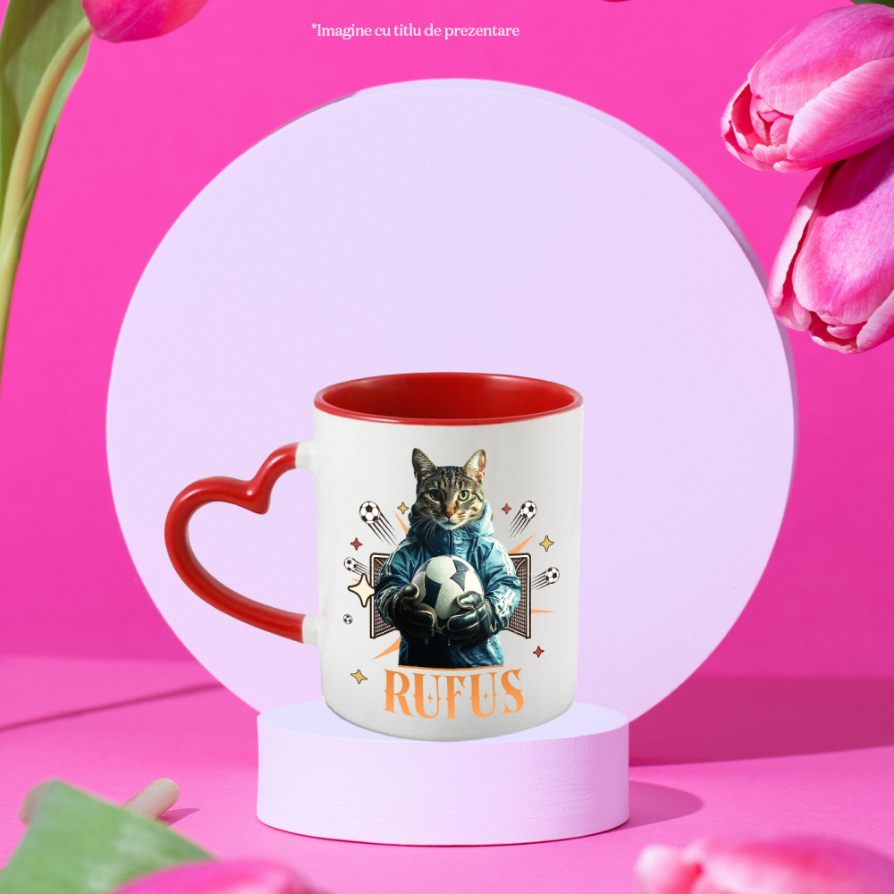 Cana cu Animal Portar, Fotbal, Joc de Echipa, Peronalizata cu Numele si Poza Animalului Tau cu Maner Inima Rosie [4]