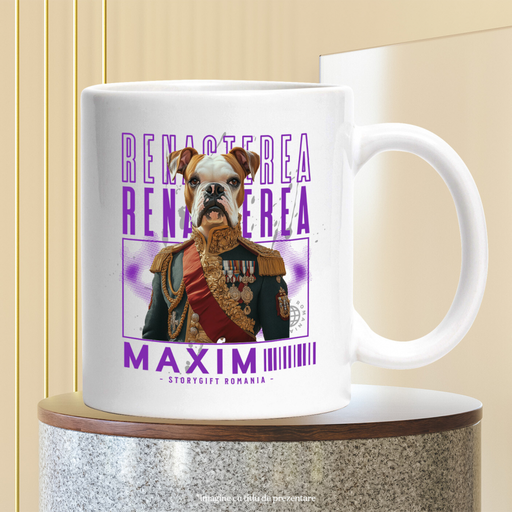 Cana cu Animal Veteran de Razboi, Peronalizata cu Numele si Poza Animalului Tau cu Maner Alb [6]