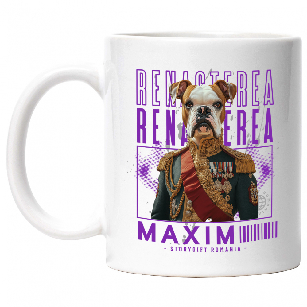 Cana cu Animal Veteran de Razboi, Peronalizata cu Numele si Poza Animalului Tau cu Maner Alb [1]