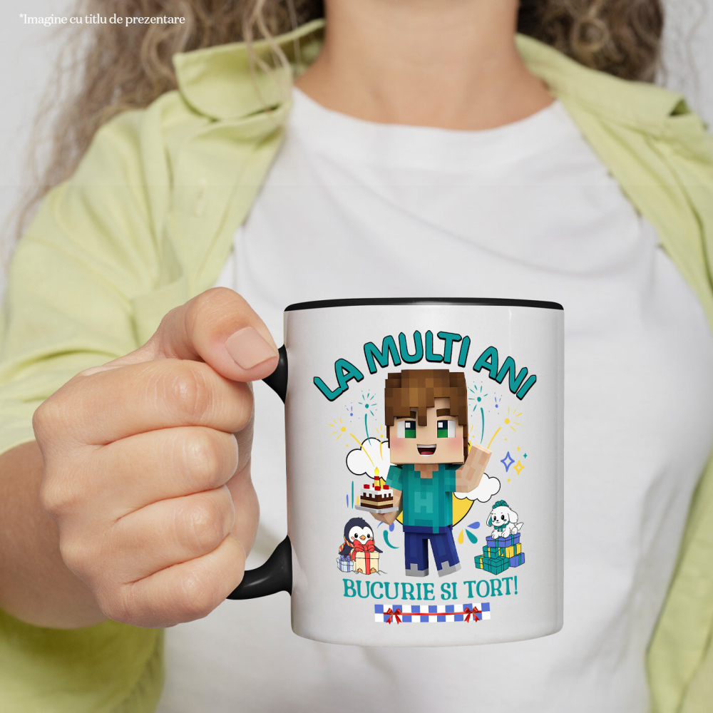 Cana Cu Aniversare Plina de Creativitate cu Minecraft Ceramica, 330ML, cu Maner Negru [2]