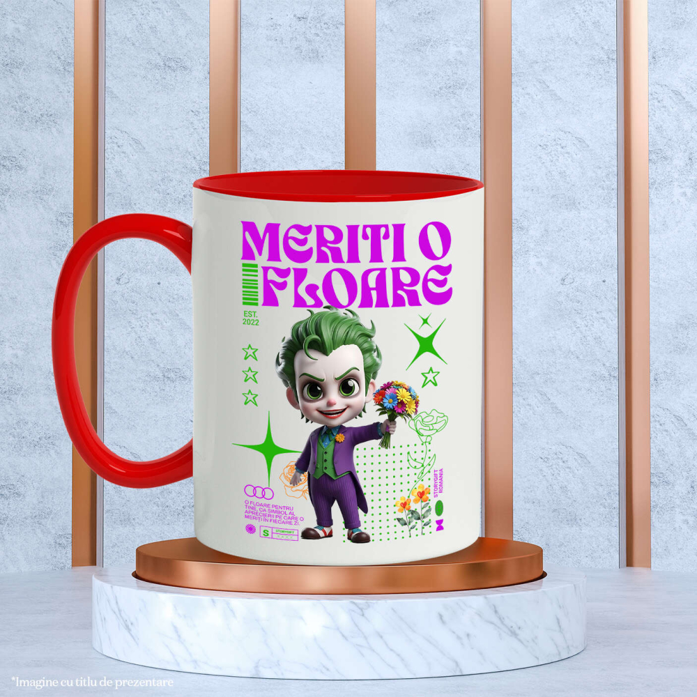 Cana Cu Aventuri Joker si Flori Disney, Ceramica, 330ML [4]