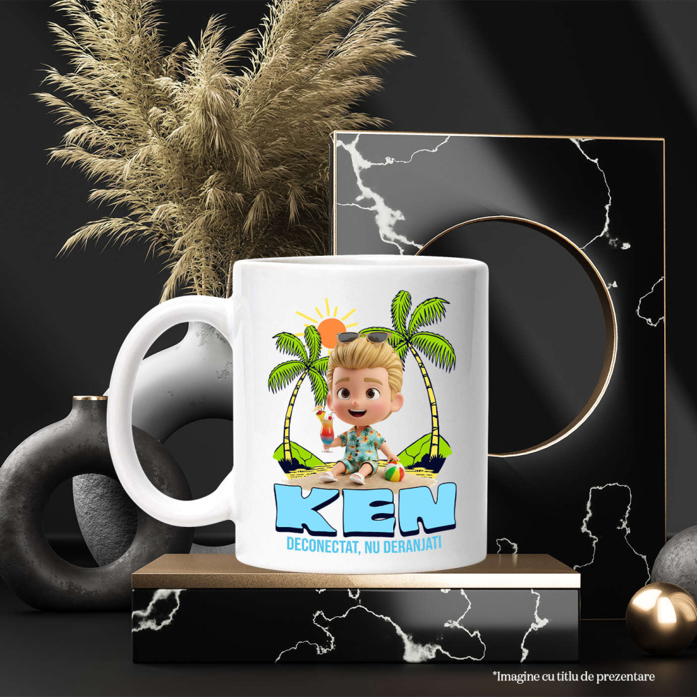 Cana Cu Aventuri la Mare cu Ken Ceramica, 330ML, cu Maner Alb [3]