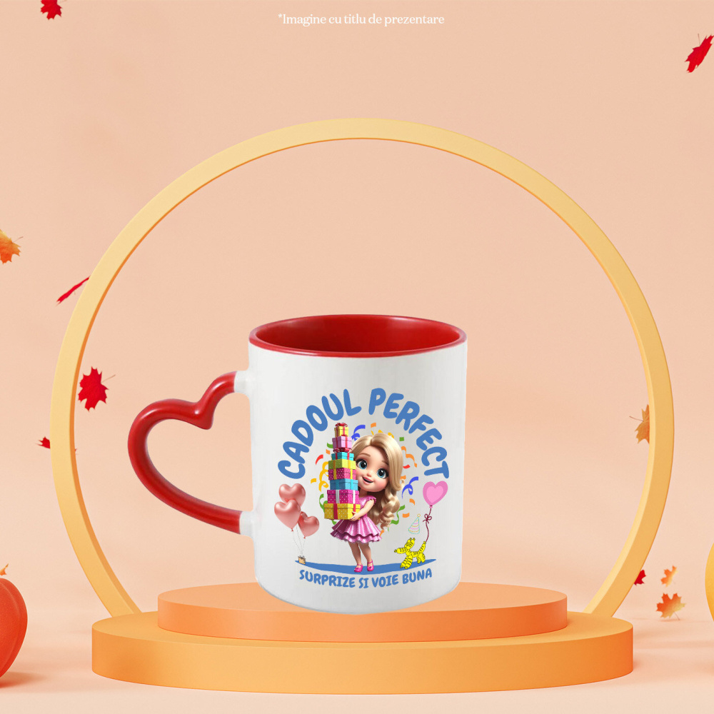 Cana Cu Barbie Inima Cadou - Perfecta pentru Ziua Ei, Ceramica, 330ML [2]