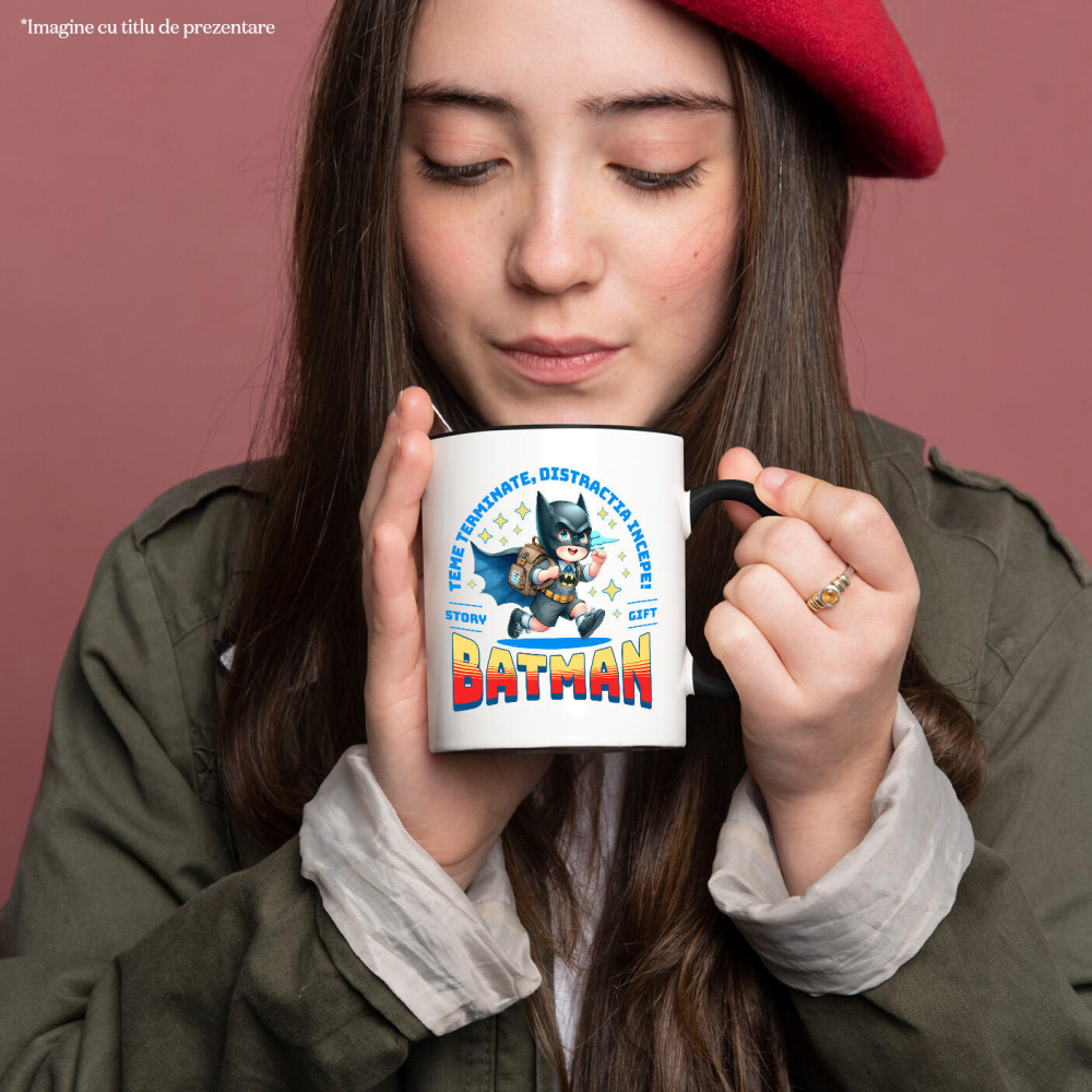 Cana Cu Batman – Scoala Si Distractie, Ceramica, 330ML [3]