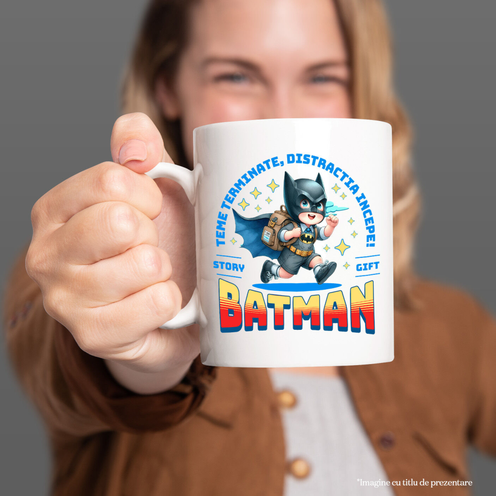 Cana Cu Batman – Scoala Si Distractie, Ceramica, 330ML [2]
