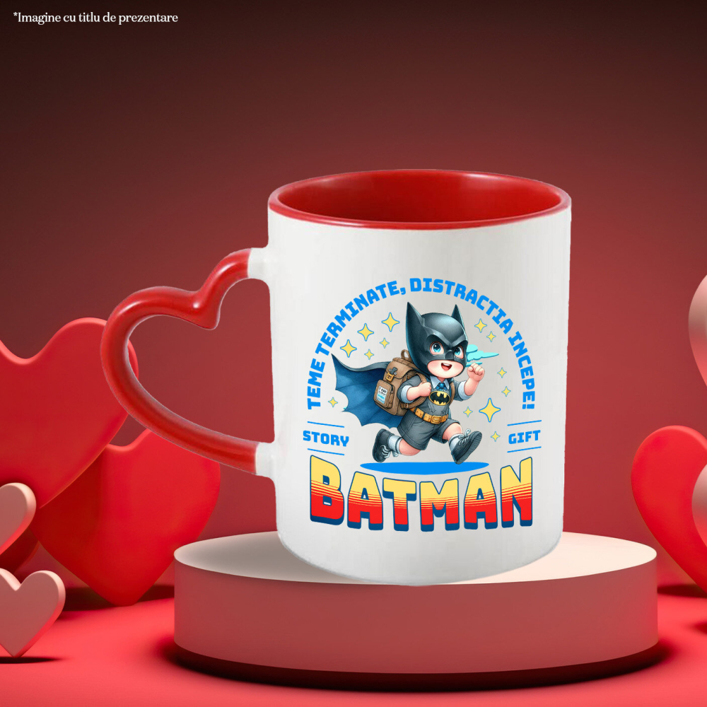 Cana Cu Batman – Scoala Si Distractie, Ceramica, 330ML [4]