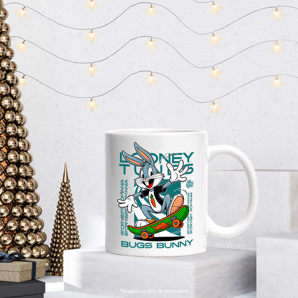Cana Cu Bugs Bunny – Aventuri si Distractie Ceramica, 330ML, cu Maner Alb [3]