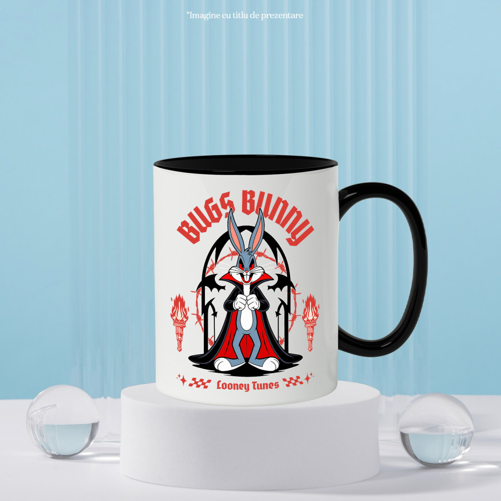 Cana Cu Bugs Bunny – Mister si Aventuri Ceramica, 330ML, cu Maner Negru [3]