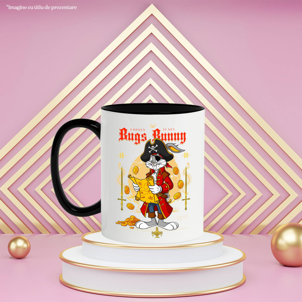 Cana Cu Bugs Bunny-Piratul Vesel Ceramica, 330ML, cu Maner Negru [3]
