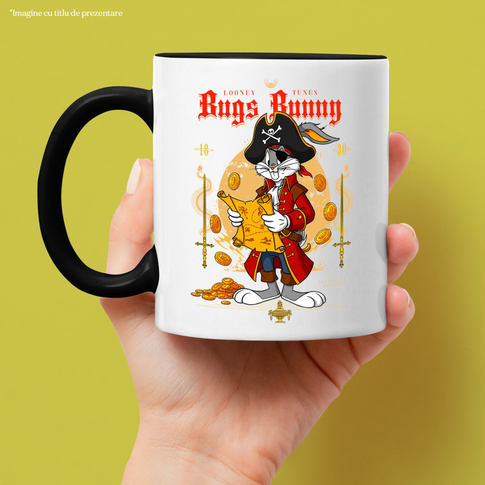 Cana Cu Bugs Bunny-Piratul Vesel Ceramica, 330ML, cu Maner Negru [2]