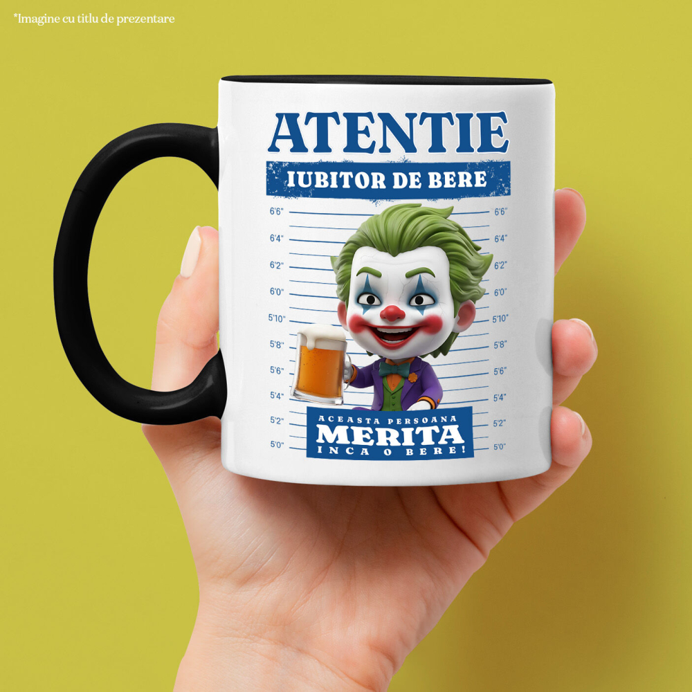 Cana Cu Cadou Joker si Bere – Încearcă Marea Nebunie!, Ceramica, 330ML [3]