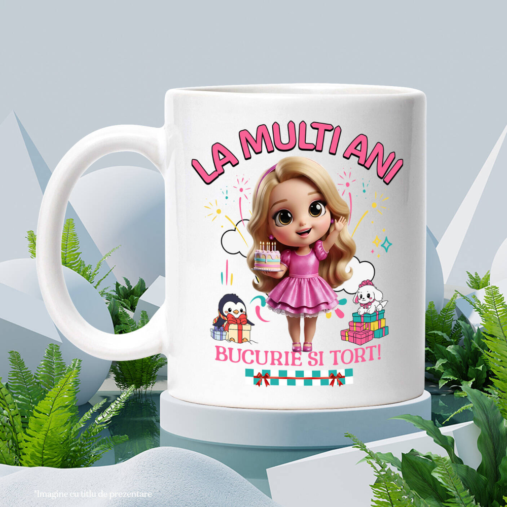 Cana Cu Cadouri Printesa pentru Copii – Tort si Magie Ceramica, 330ML, cu Maner Alb [3]