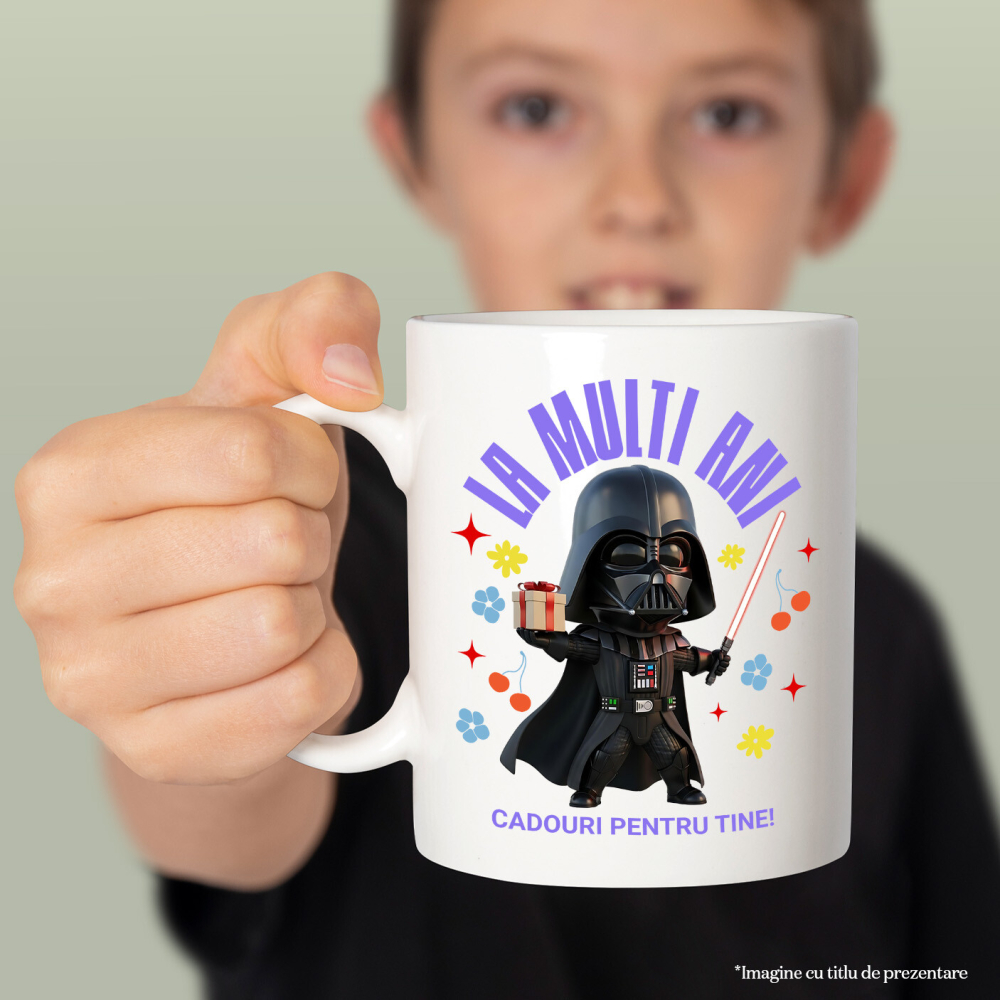 Cana Cu Cadouri Tematice Darth Vader pentru Aniversare Ceramica, 330ML, cu Maner Alb [2]