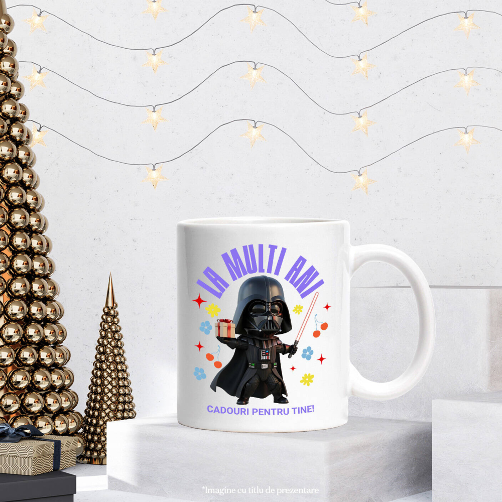 Cana Cu Cadouri Tematice Darth Vader pentru Aniversare Ceramica, 330ML, cu Maner Alb [3]