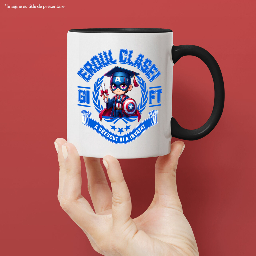 Cana Cu Captain America – Campion Prin Curaj Si Invatare Ceramica, 330ML, cu Maner Negru [2]