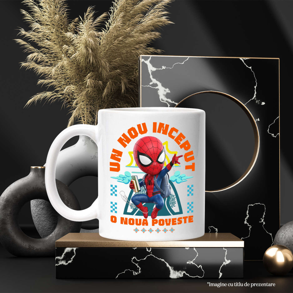 Cana Cu Cu Superman, Cărți Care Te Ridică La Primii Pași Ceramica, 330ML, cu Maner Alb [3]