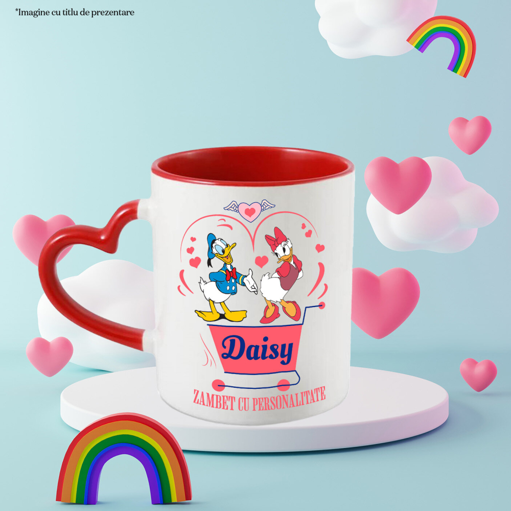 Cana Cu Daisy și Duck sarbatoresc dragostea, Ceramica, 330ML [4]
