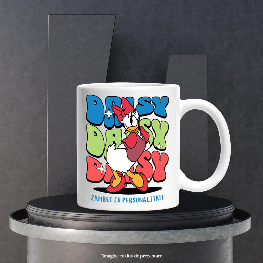 Cana Cu Daisy, zana elegantei Ceramica, 330ML, cu Maner Alb [3]