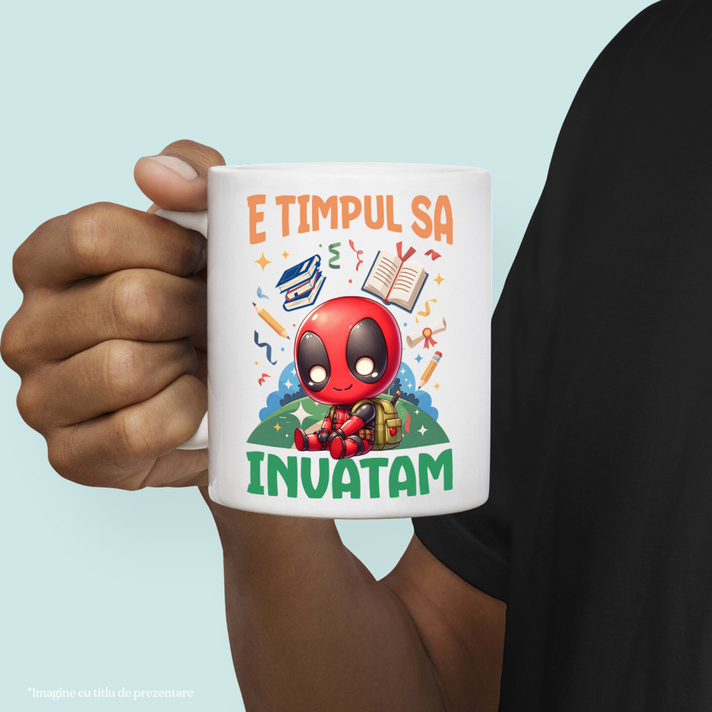 Cana Cu Deadpool: Incepem Aventurile Educative Ceramica, 330ML, cu Maner Alb [2]