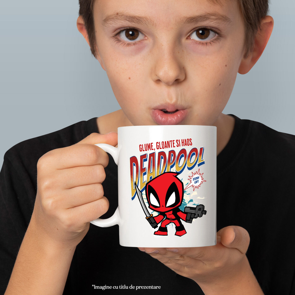 Cana Cu Deadpool – Razboinicul cu arma si cutitul, Ceramica, 330ML [2]