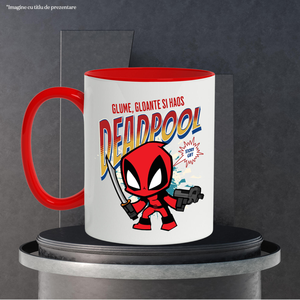 Cana Cu Deadpool – Razboinicul cu arma si cutitul, Ceramica, 330ML [4]