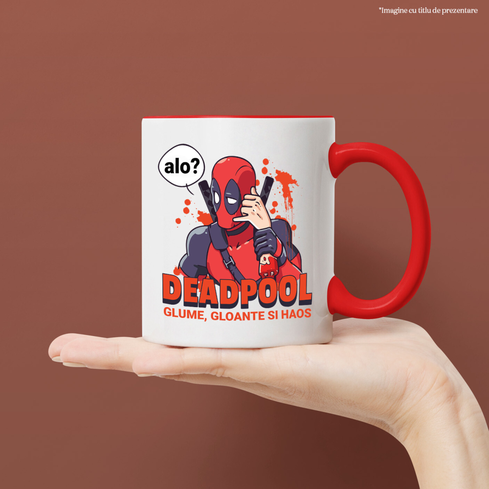 Cana Cu Deadpool si misiunea periculoasa Ceramica, 330ML, cu Maner Rosu [2]