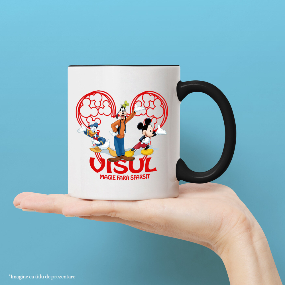 Cana Cu Donald, Goofy si Mickey – Veselie Impreuna Ceramica, 330ML, cu Maner Negru [2]