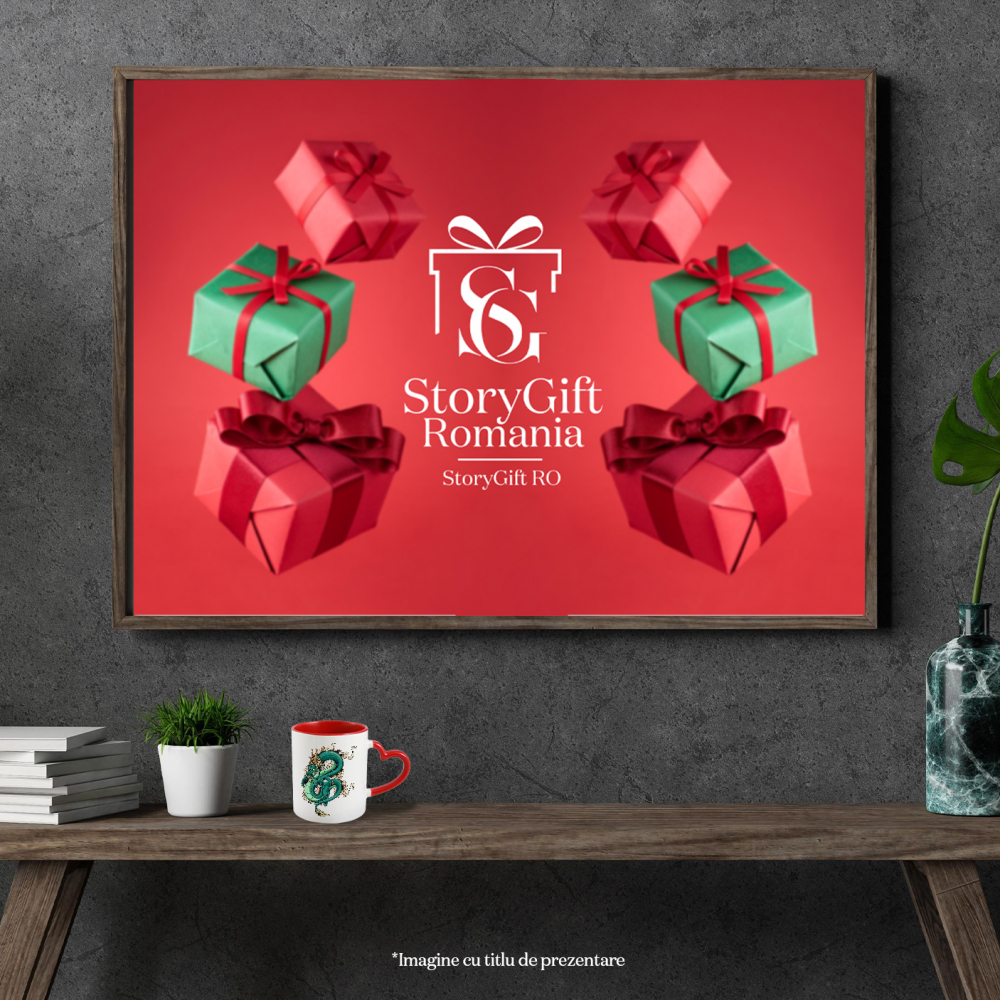 Cana Cu Dragon, Fum, Nor, Asiatic, Multicolor 330 ml, Ceramica cu Maner Inima Rosie [4]