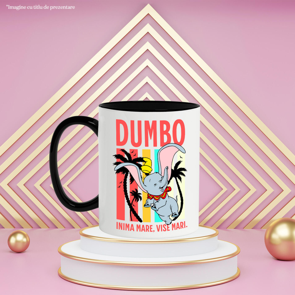Cana Cu Dumbo – aventuri magice Ceramica, 330ML, cu Maner Negru [3]