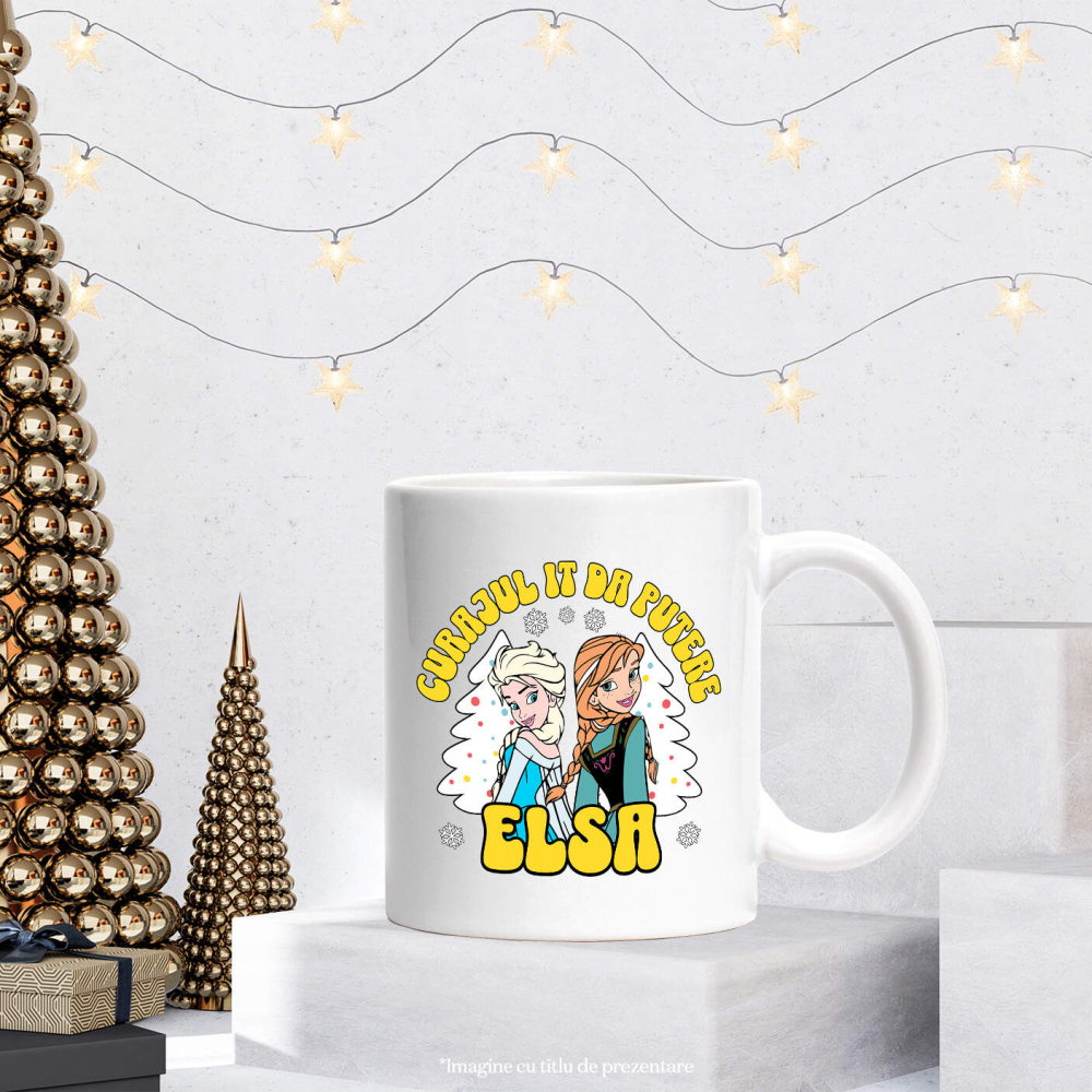 Cana Cu Frozen - Aventuri de vis cu Elsa si Ana Ceramica, 330ML, cu Maner Alb [3]